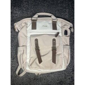 Lovevook Laptop Backpack Travel Brown/tan/ Cream/ White Gold USB Cord 15" NWT